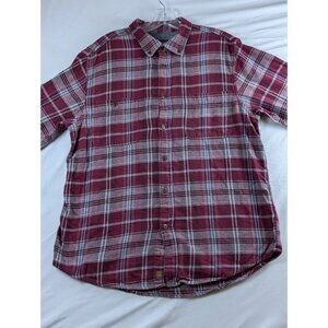 Northwest Territory Mens Large Red White Plaid Flannel‎ Long Sleeve Button Shirt